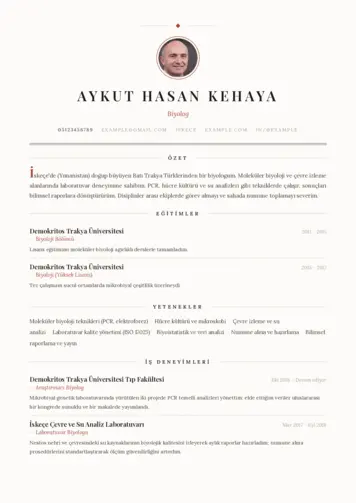 Biyolog CV Örnekleri cv indir